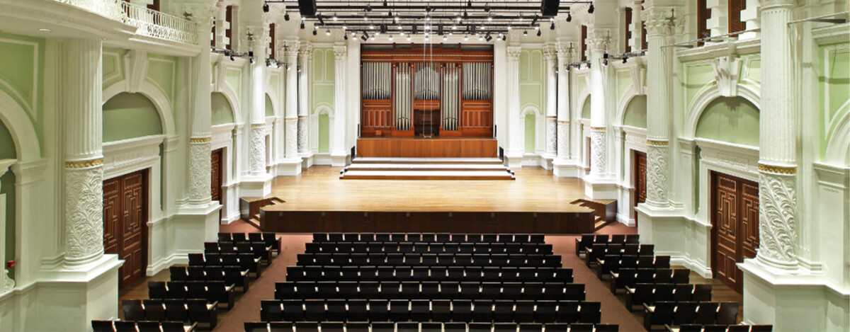 Victoria Concert Hall stage for The Happy Music Festival