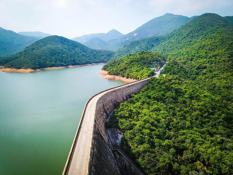 Hong Kong hills and reservoir landscape