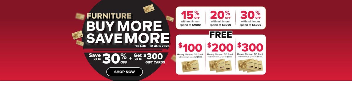 Harvey Norman furniture offers in the Buy More Save More promotion