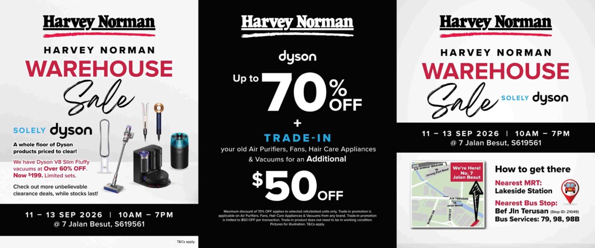 Harvey Norman Solely Dyson warehouse sale promotional creative