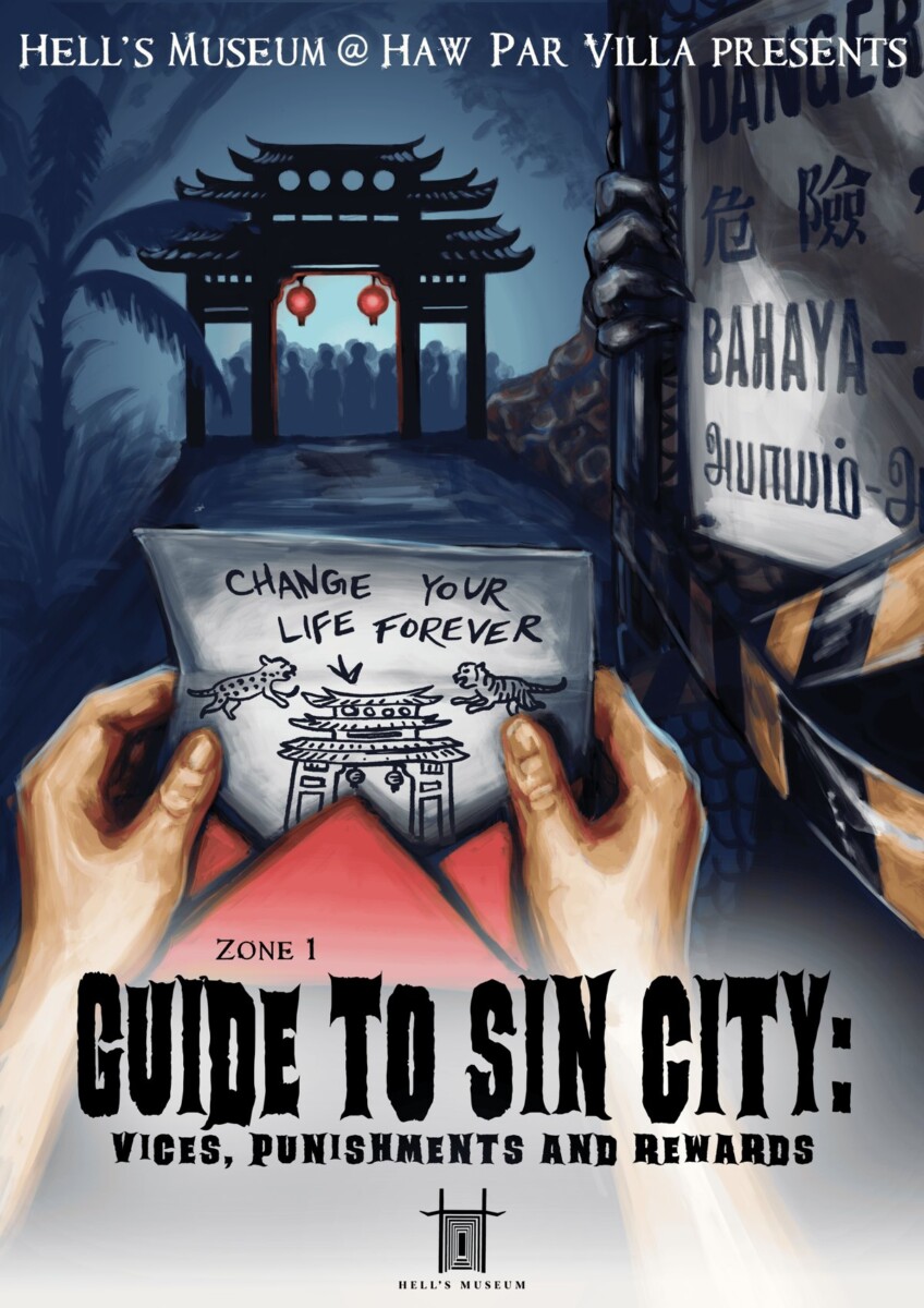 Haw Ror Villa 5 Zone 1 Guide to Sin City poster showing a letter at the park gate