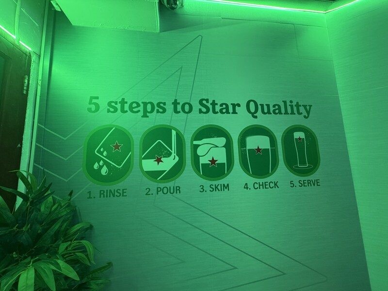 Five steps to Star Quality wall: rinse, pour, skim, check, serve at the Pourfection Lounge