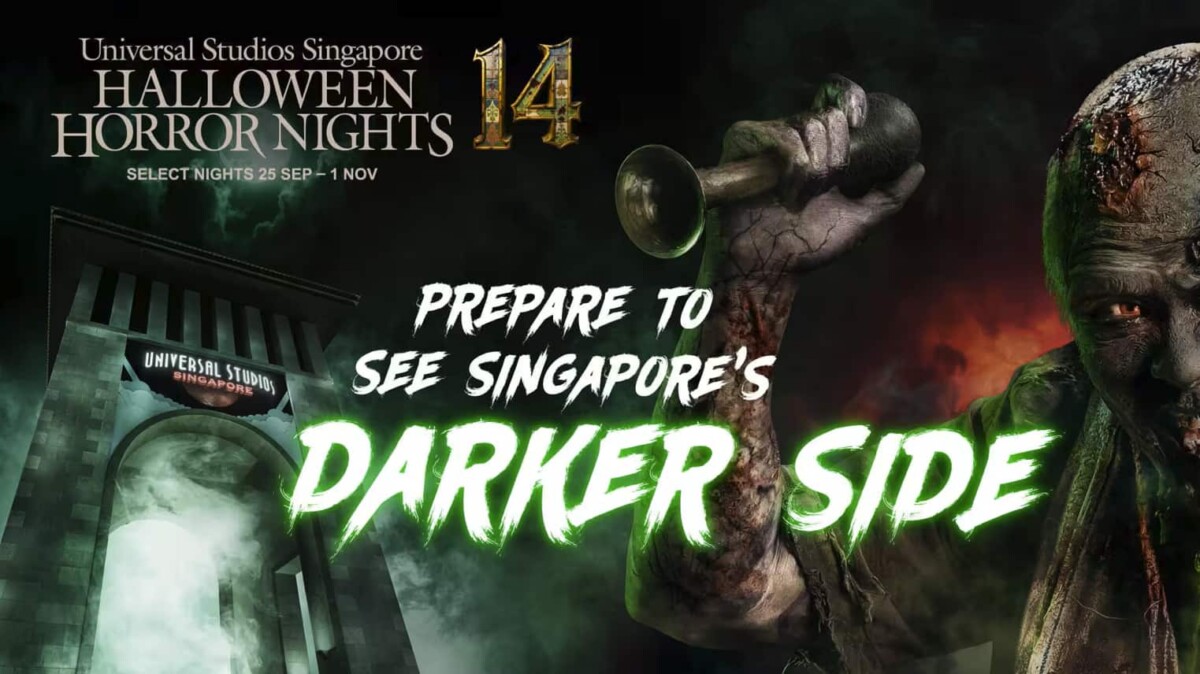 Halloween Horror Nights 14 key art with the Karang Guni man at Universal Studios Singapore