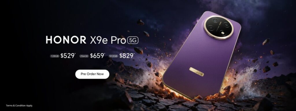 HONOR Singapore banner showing X9e Pro prices of S$529, S$659 and S$829