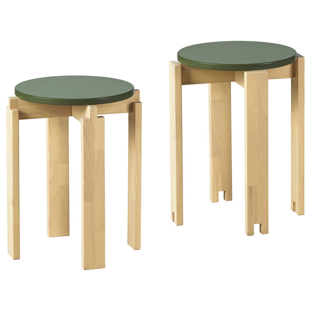 IKEA KOMPISHANG birch stool set of two with green seats