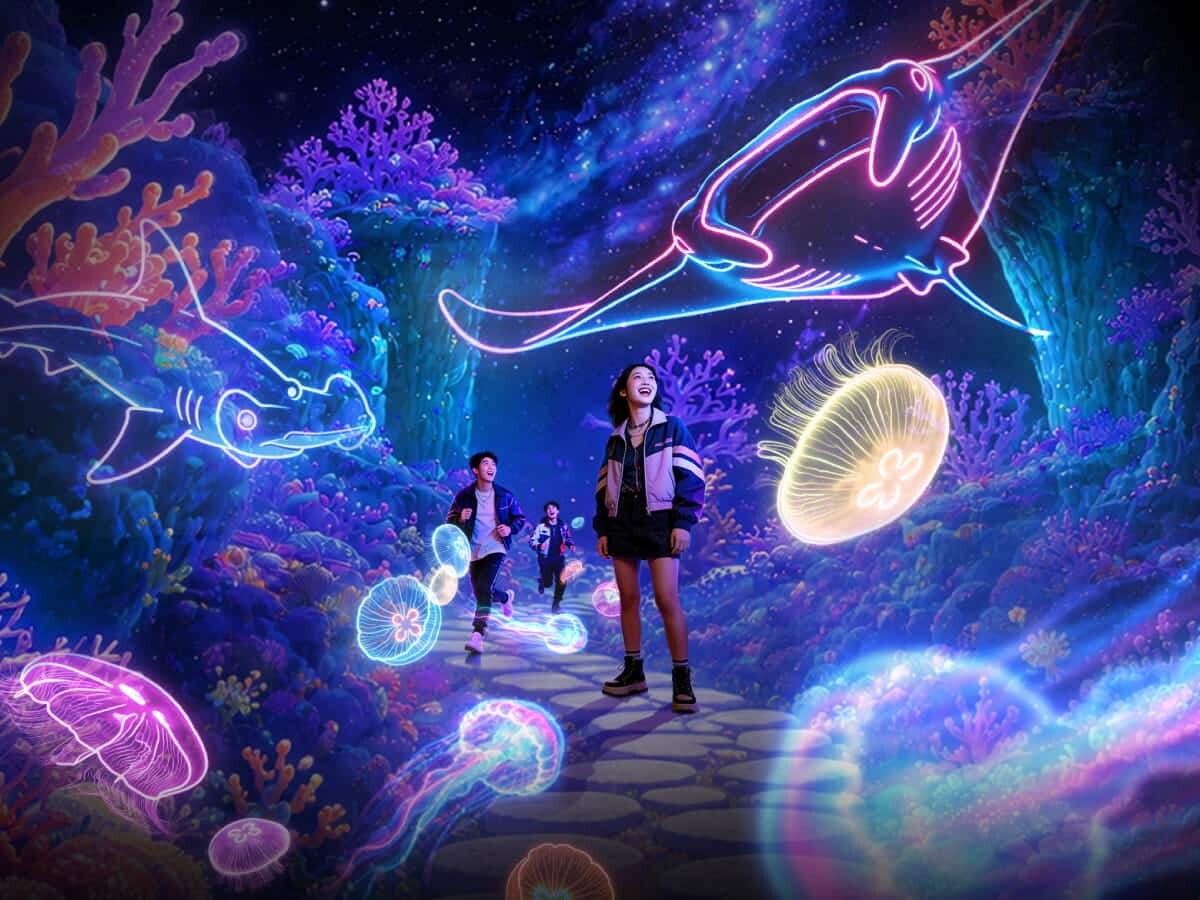 Into the Glowcean neon marine worlds at Singapore Oceanarium during Festival of Thrills