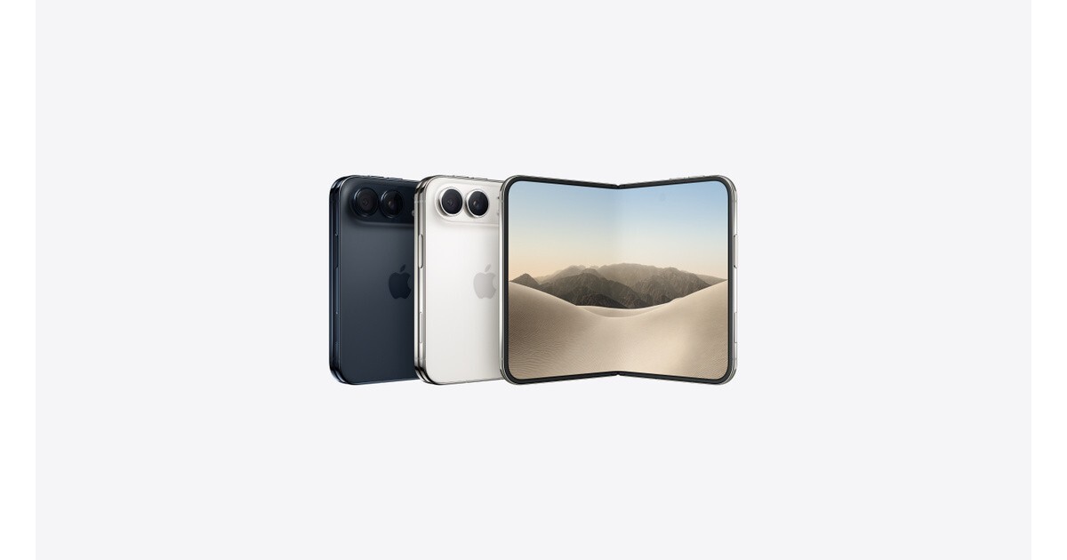 iPhone Duo in Night Sky and Star White, folded and open