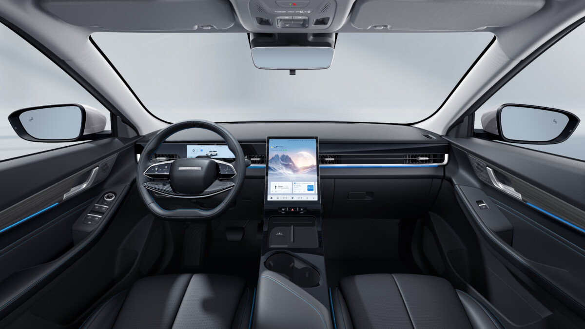 Jaecoo 5 BEV interior dashboard with large touchscreen display