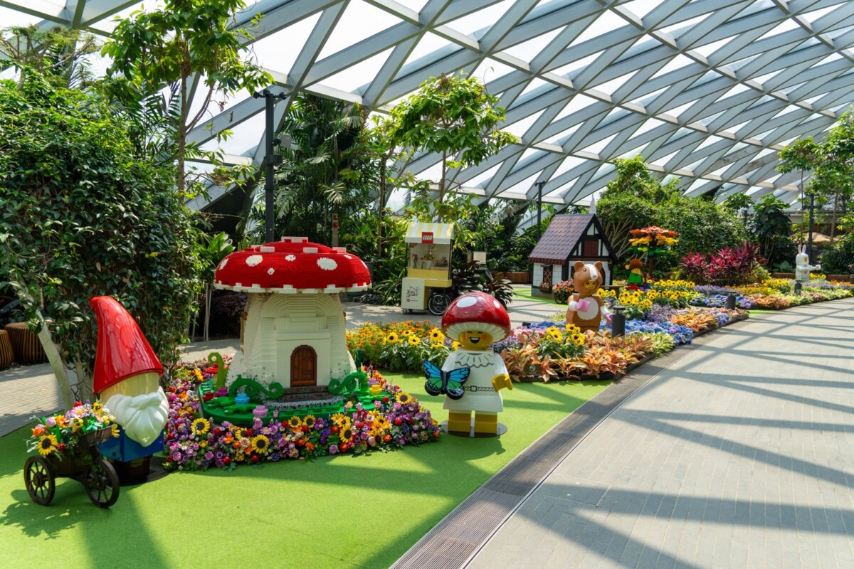 LEGO Botanicals garden with minifigures at Jewel Changi Airport Canopy Park