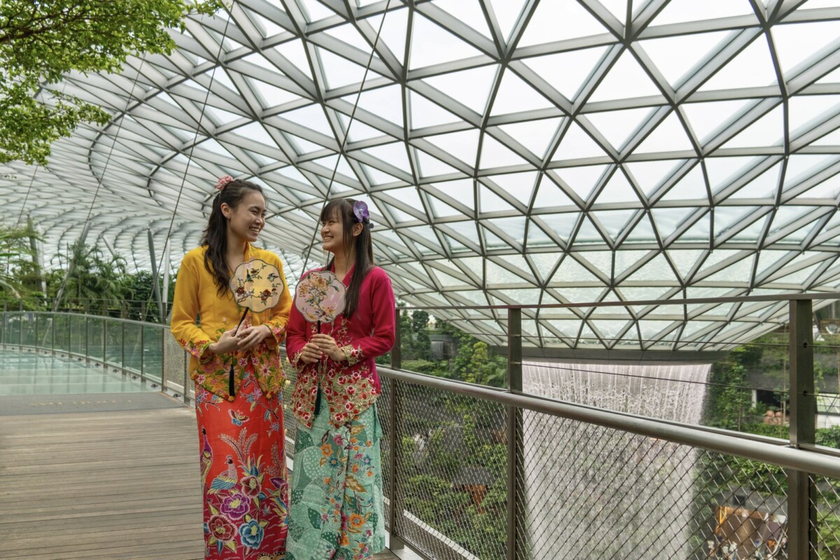 Peranakan heritage experience on the Canopy Bridge at Jewel Changi Airport