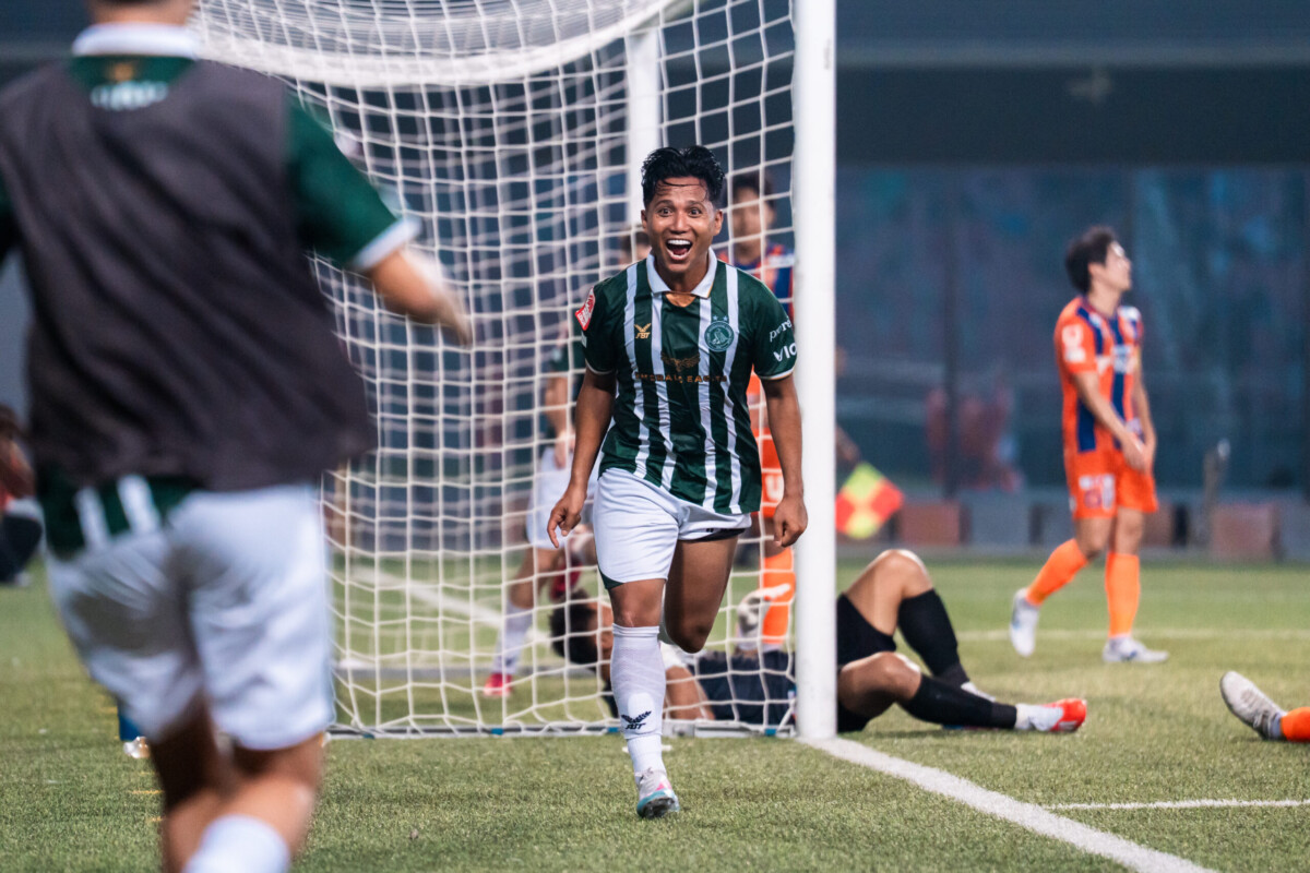 Geylang International players celebrating in the Singapore Premier League