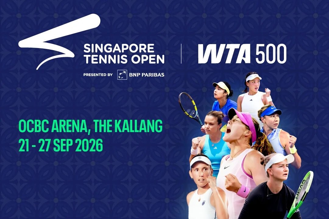 Singapore Tennis Open presented by BNP Paribas WTA 500 key visual for OCBC Arena 21 to 27 September 2026