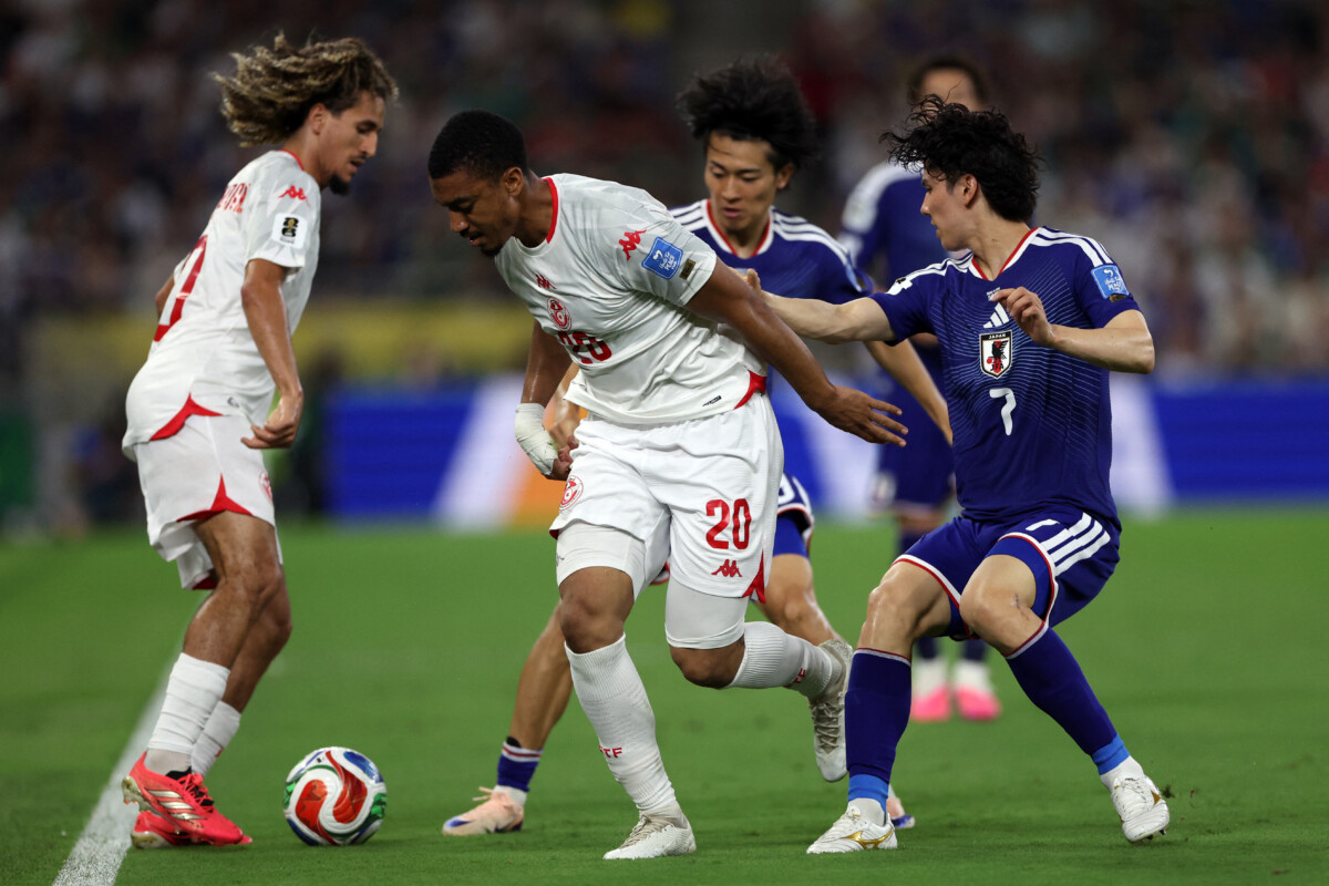 Japan players celebrate during the 4-0 win over Tunisia World Cup 2026 Group F