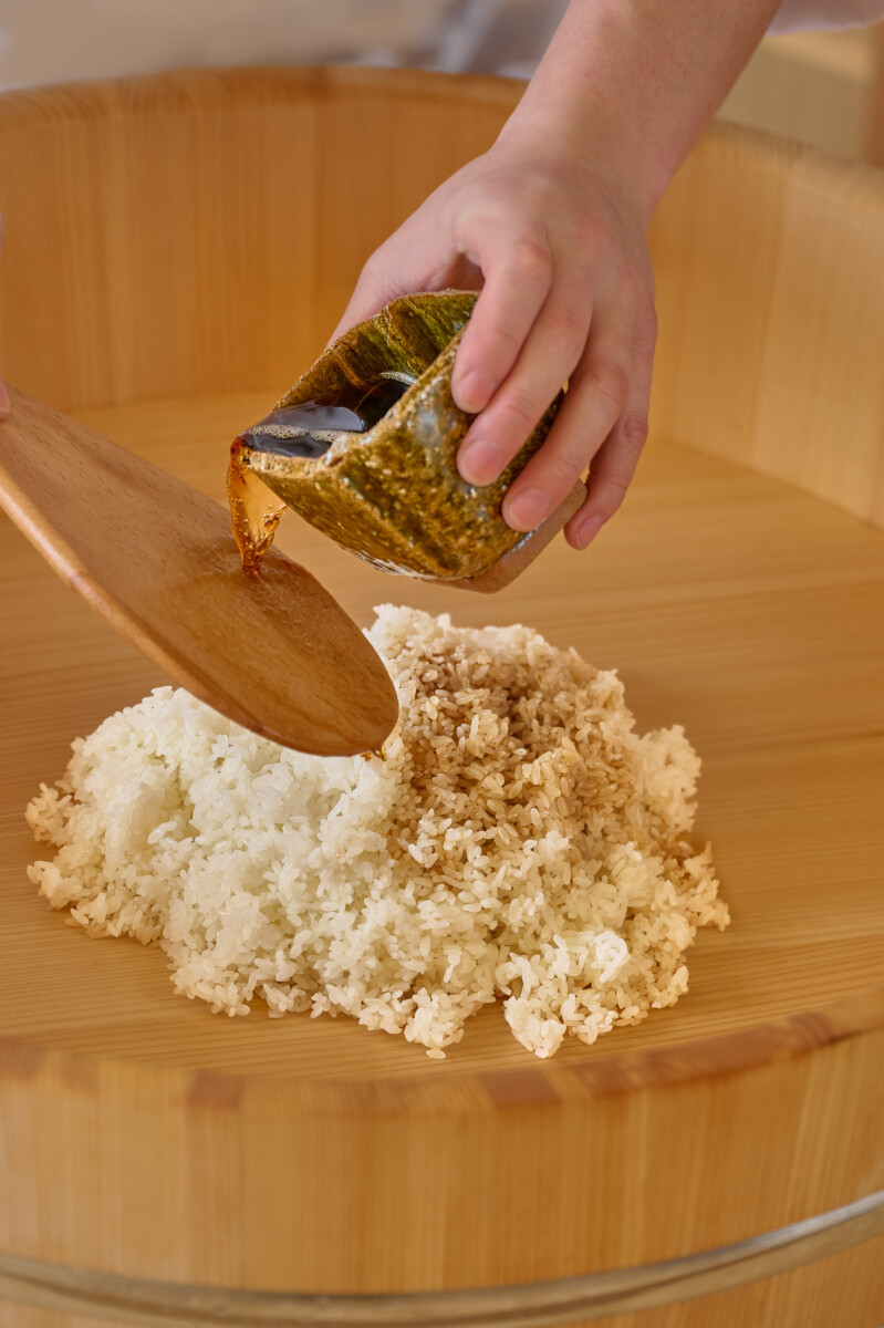 Japanese sushi rice preparation at Sushi Ryujiro Singapore