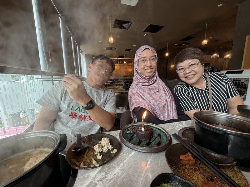 Birthday chocolate lava cake with lit candle surprise from the JING team