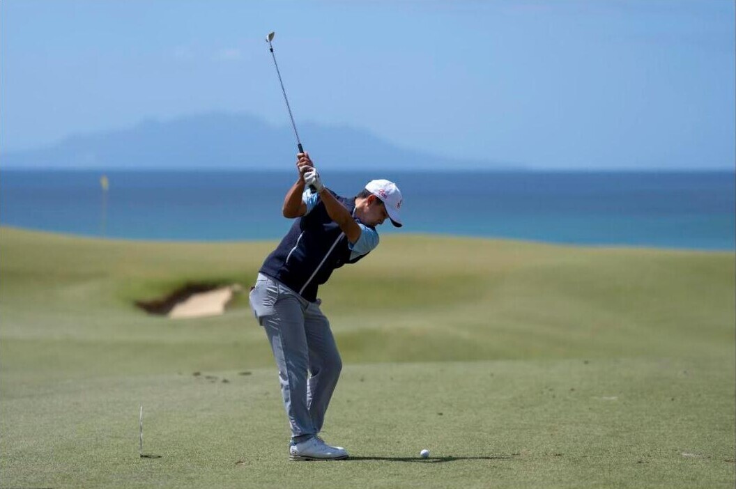 Justin Kuk during a practice round at the Asia-Pacific Amateur Championship at Te Arai Links, Auckland