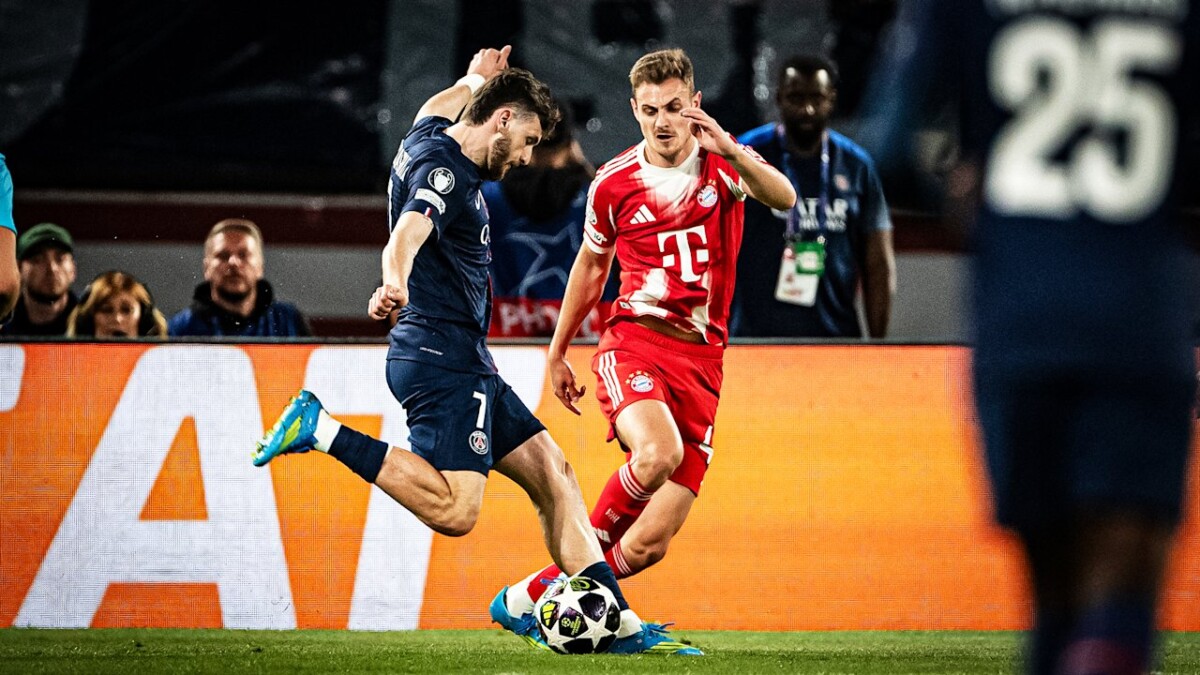 PSG 5-4 Bayern Munich match action with Kvaratskhelia and Dembele