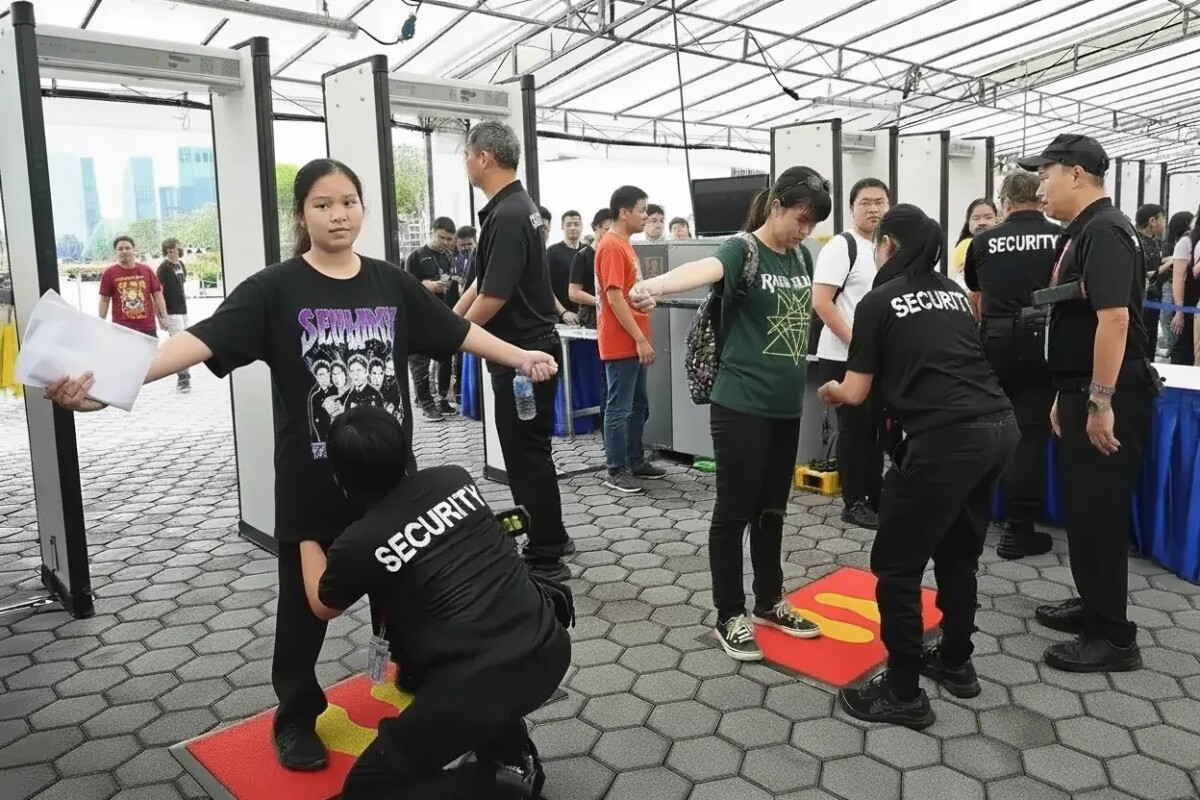 Security bag check at The Kallang entrance