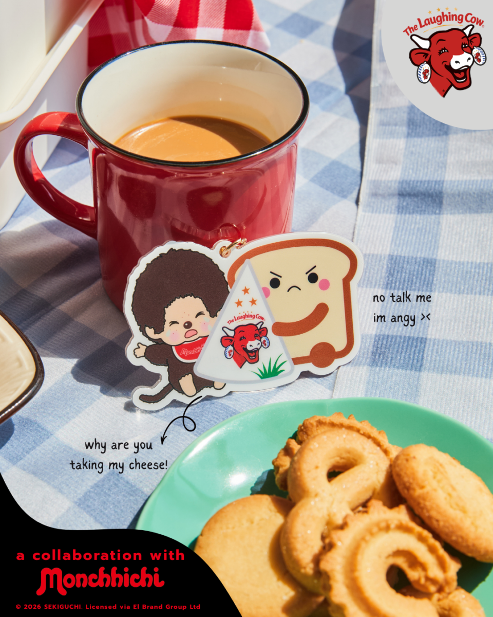 Laughing Cow Monchhichi keychain design Singapore collectible