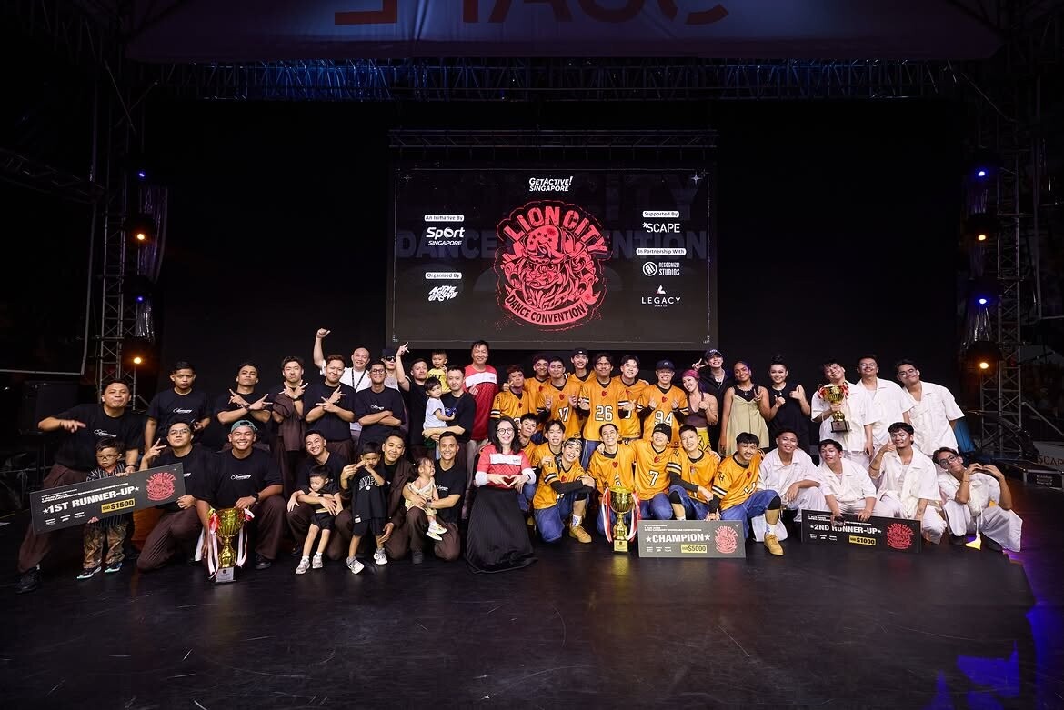 Champions and participants gather as Lion City Dance Convention 2026 wraps up at *SCAPE. Image: TEAM LEWIS / LCDC