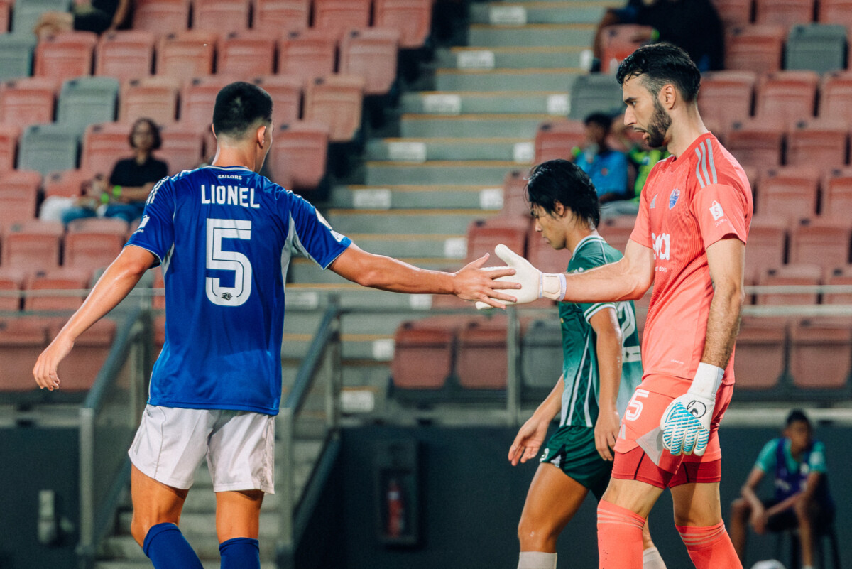 Lion City Sailors team celebrating after their 3-0 win over Geylang International on 26 April 2026