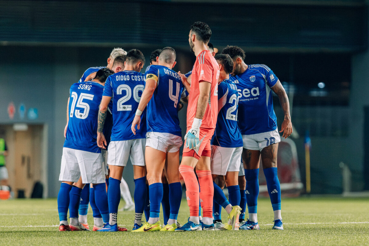 Tampines vs Lion City Sailors Sailors celebrate Geylang victory