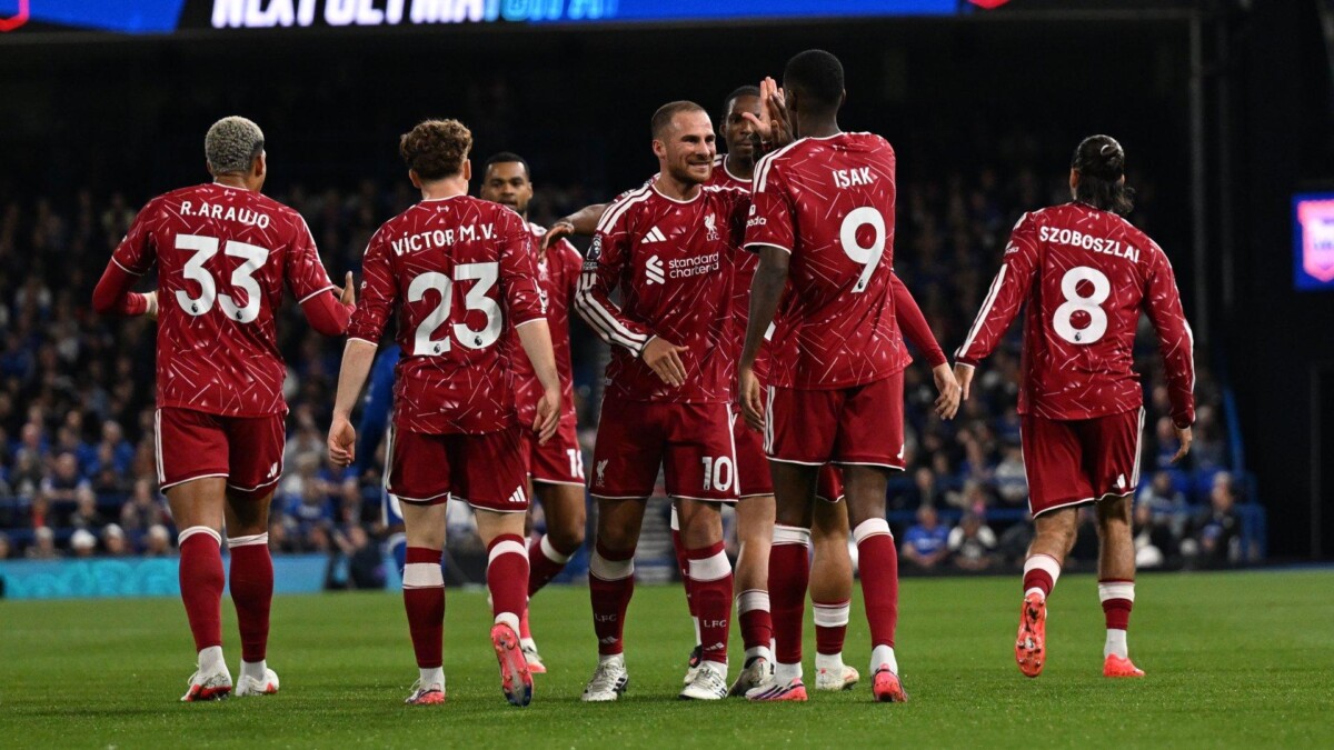 Liverpool players attacking during Premier League match at Portman Road Ipswich