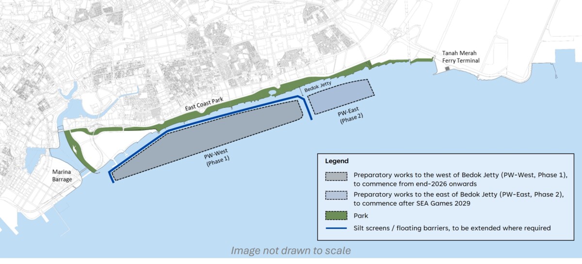 URA map of Long Island preparatory works off the East Coast, part of Singapore's reclamation plans