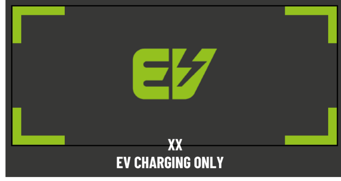 Official LTA EV charging only sign with green lightning mark