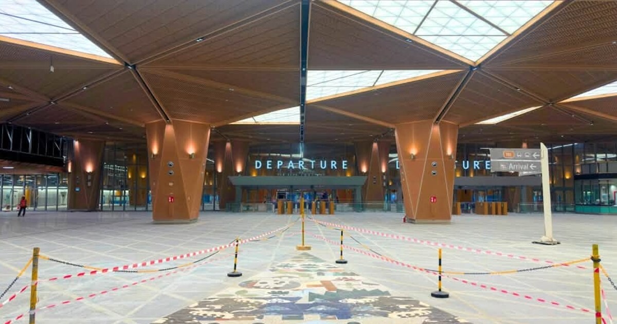 Interior of the completed RTS Link Woodlands North station ticketing concourse