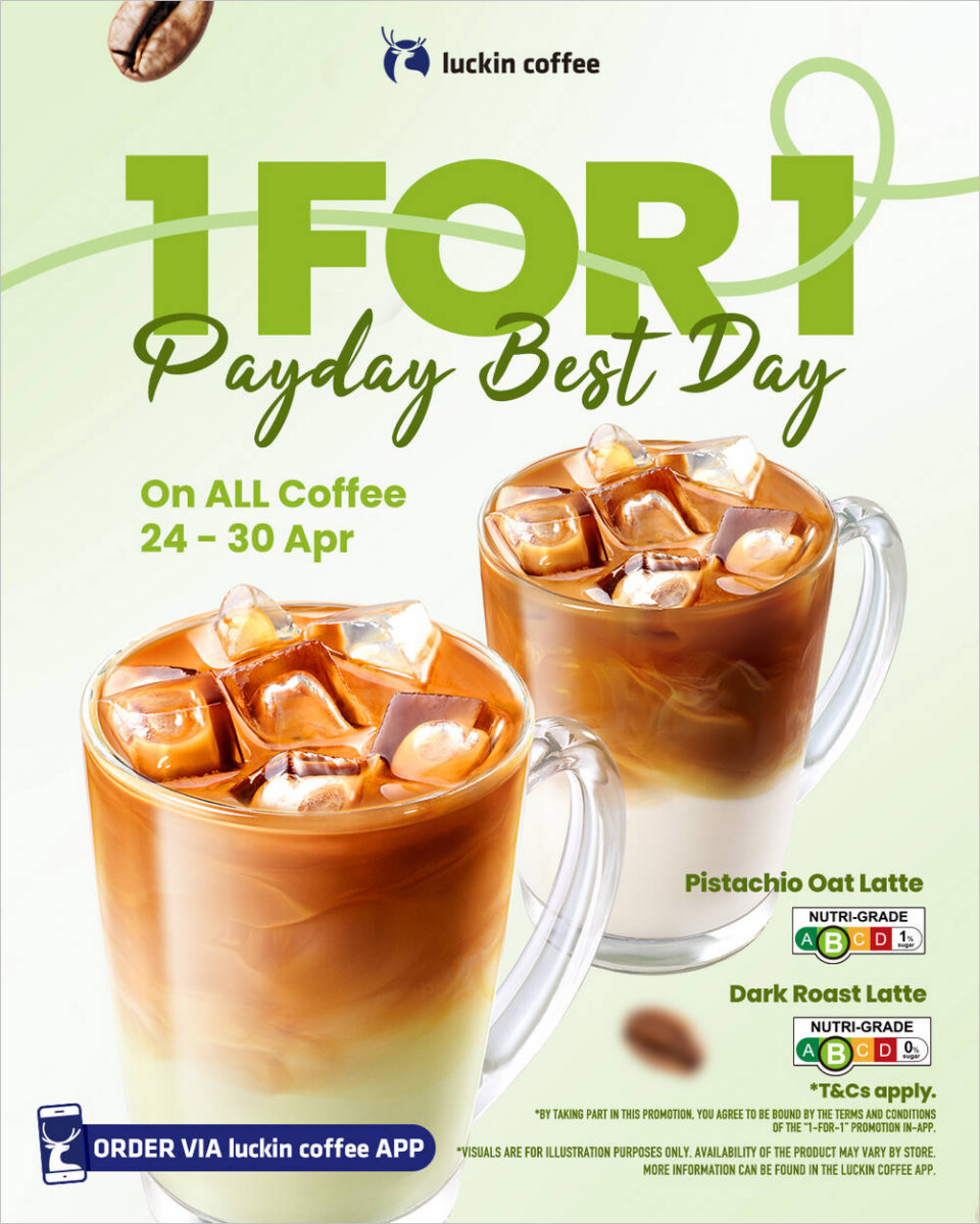 Luckin Coffee app 1-for-1 coffee promotion visual