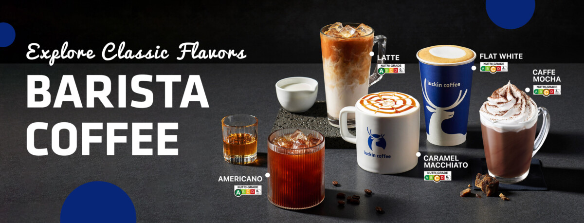 Luckin Coffee 1-for-1 Singapore promotion covering the full barista coffee range
