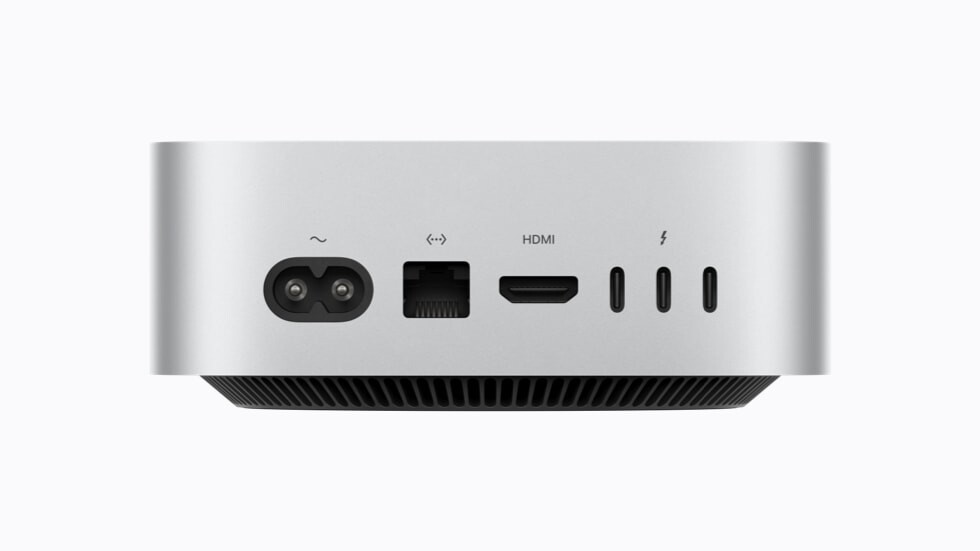 Rear ports on the new Mac mini, with Thunderbolt, HDMI and Ethernet