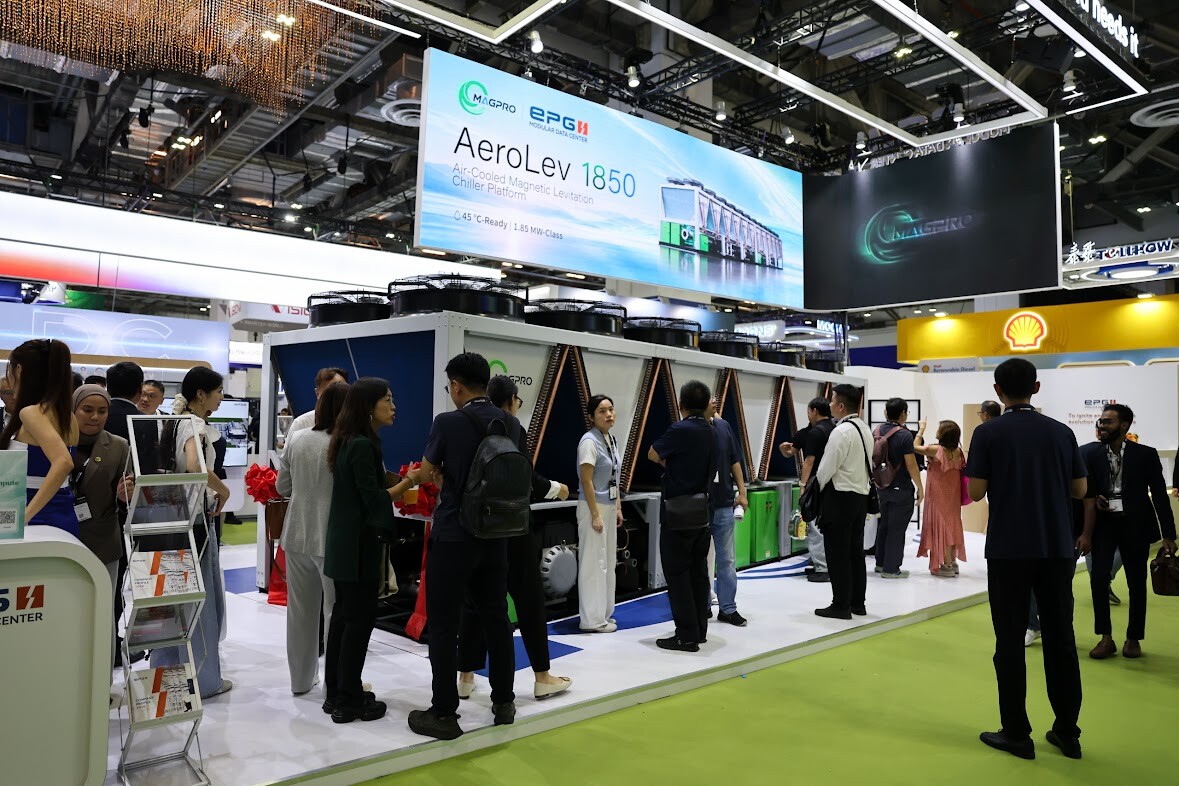 MagPro's AeroLev 1850 showcased at its booth during Data Centre World Asia 2026 in Singapore.