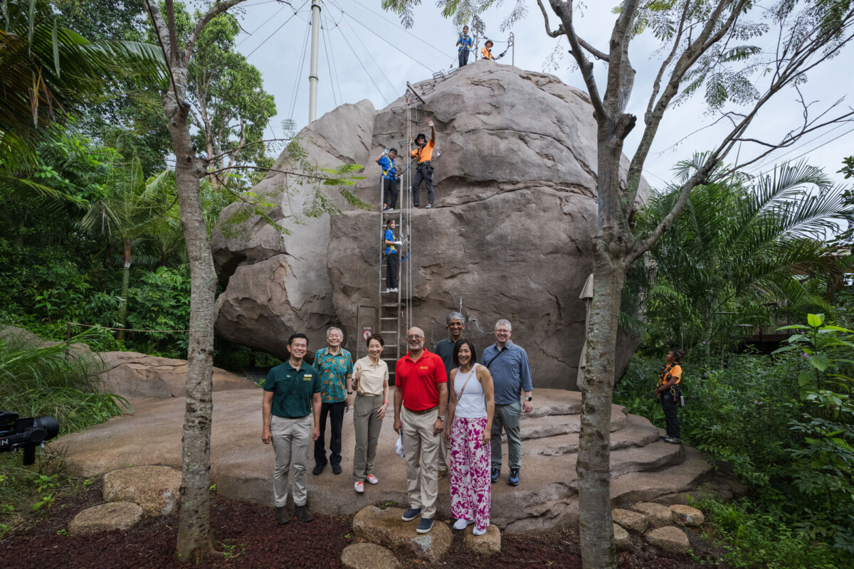 Minister Grace Fu and VIPs at Split Rock Summit, Rainforest Wild Adventure East. Photo: Mandai Wildlife Group