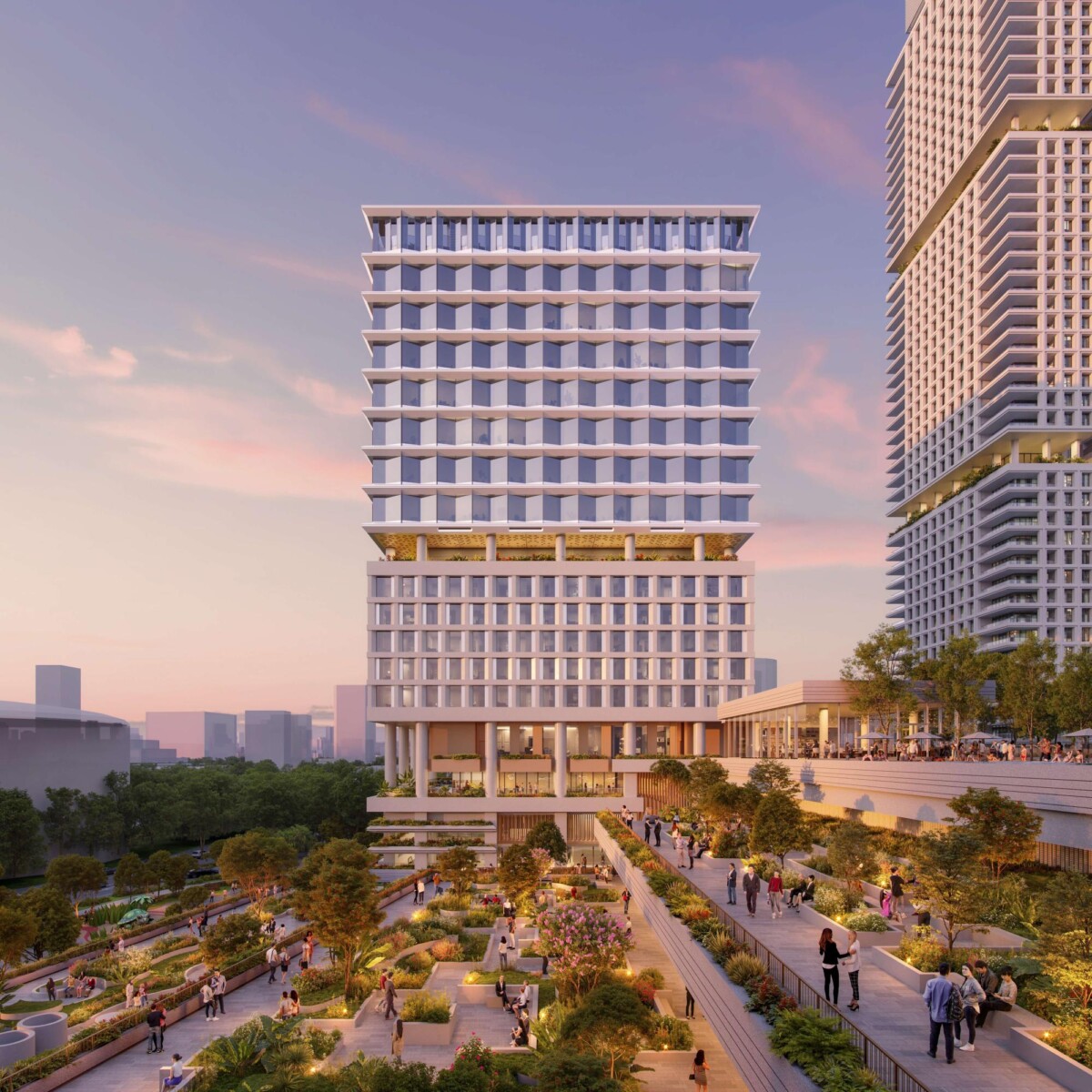 Artist impression of Marina Square mixed-use block with landscaped terraces