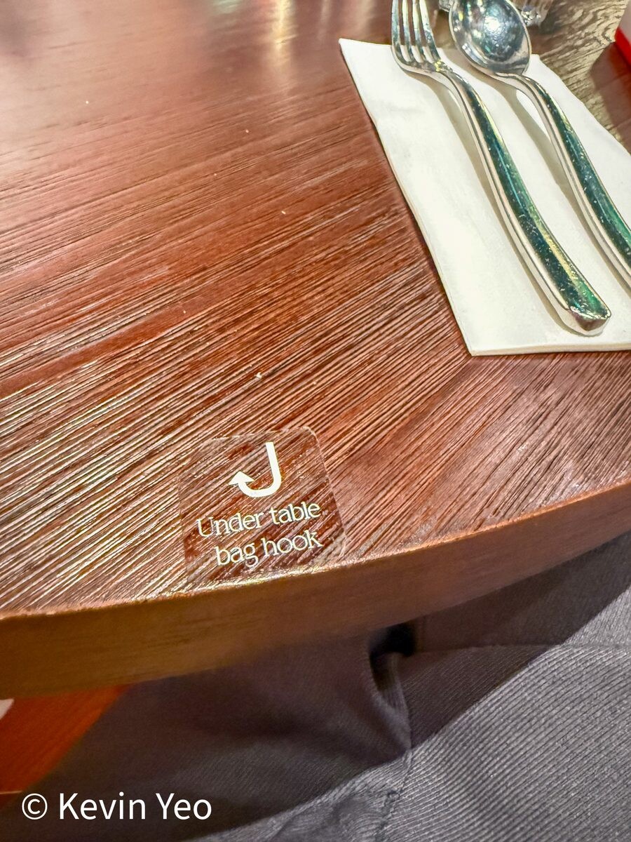 Martina's Kitchen table with bag hook underneath