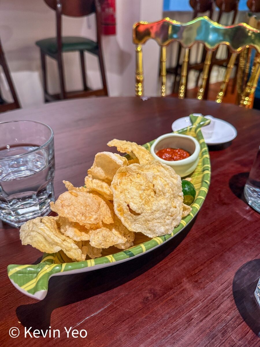 Martina's Kitchen complimentary tapioca kerepek with belacan chilli sauce