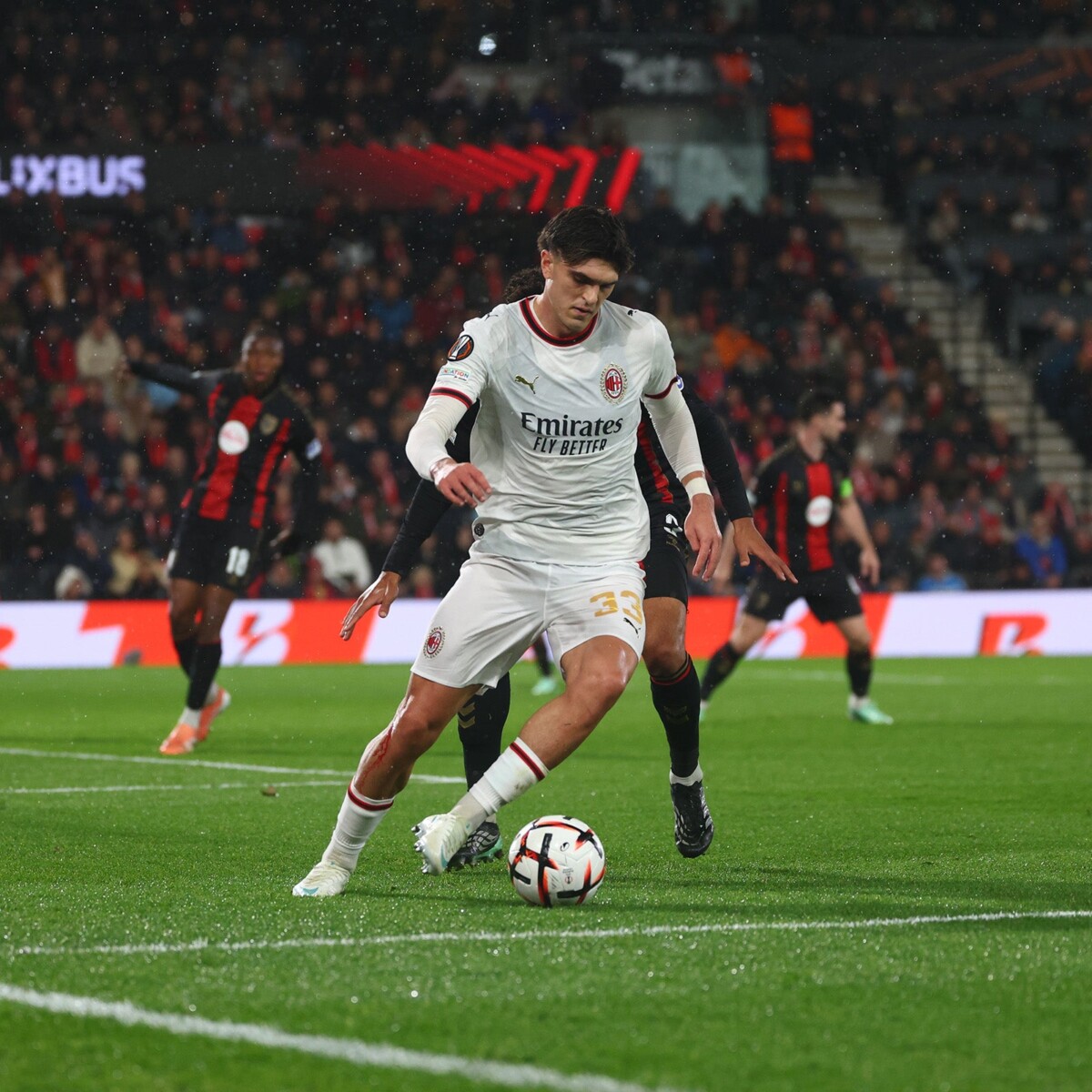 AC Milan player in action against Bournemouth in the Europa League at the Vitality Stadium