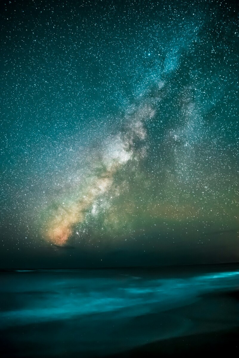 Milky Way over the ocean at night perfect for stargazing