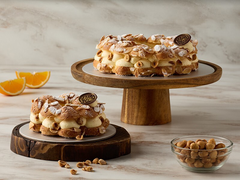 Orange hazelnut Paris-Brest at MIMMO. Image: MIMMO Bakery Singapore