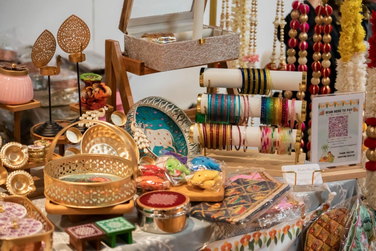 Handcrafted items and festive decor at the Mini Deepavali Expo on Level 2 of the Indian Heritage Centre