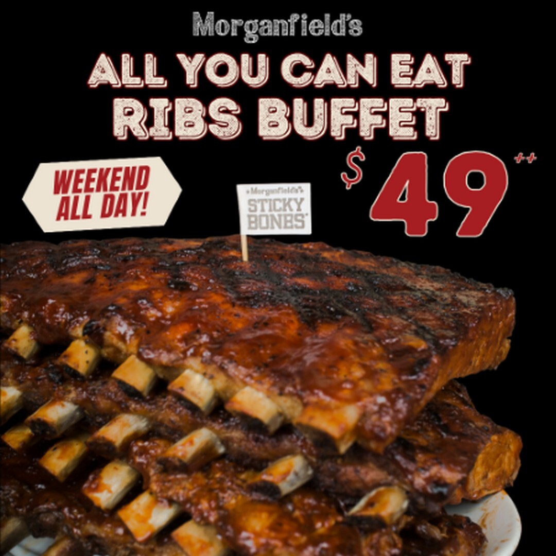 Morganfield's ribs buffet pricing board for weekends