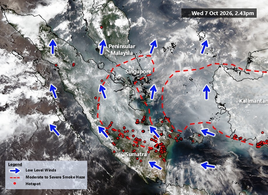 NEA regional hotspot and smoke haze map from the 18 October 2026 situation update