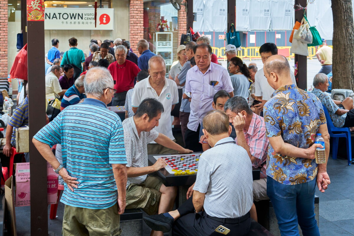 Seniors playing Dum at Kreta Ayer pavilion