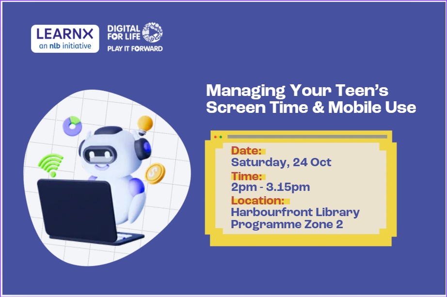 Managing Your Teen's Screen Time and Mobile Use workshop, Harbourfront Library, 24 October