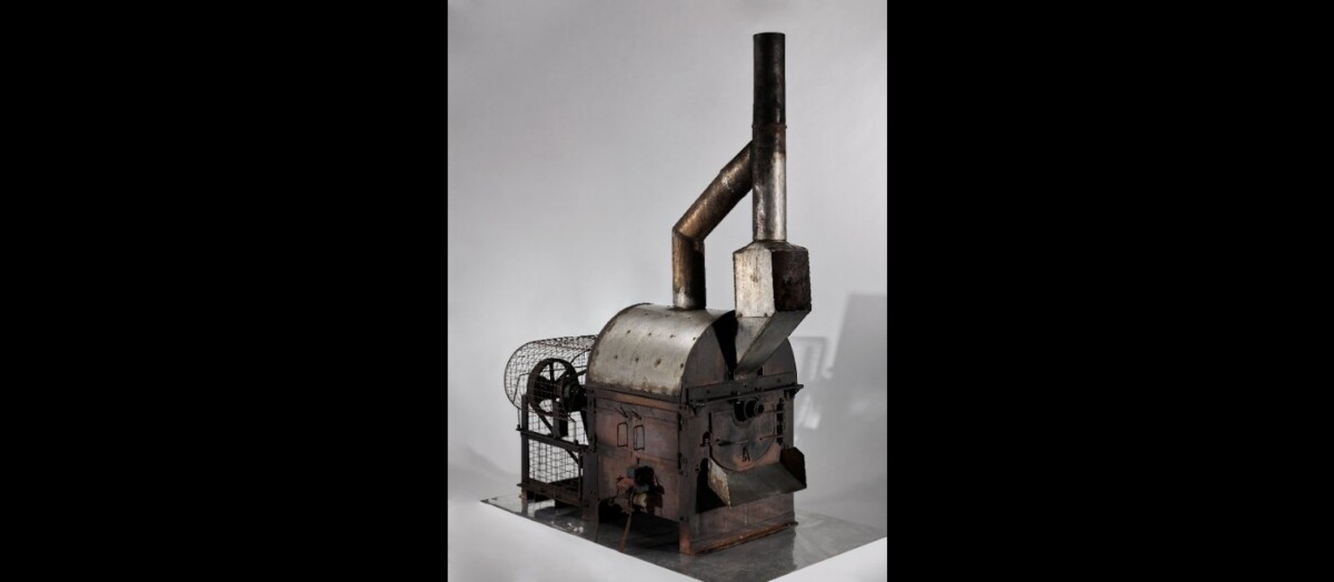 Traditional Nanyang coffee roasting machine on display at the National Museum of Singapore