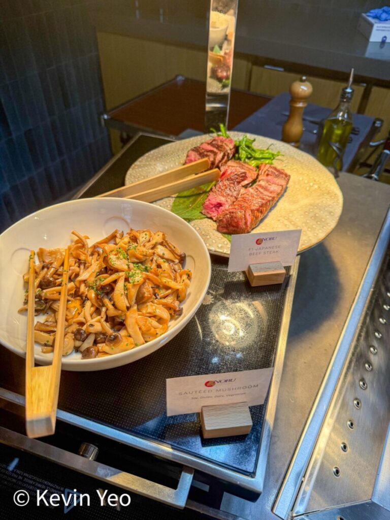 F1 Japanese beef steak from the Nobu live station