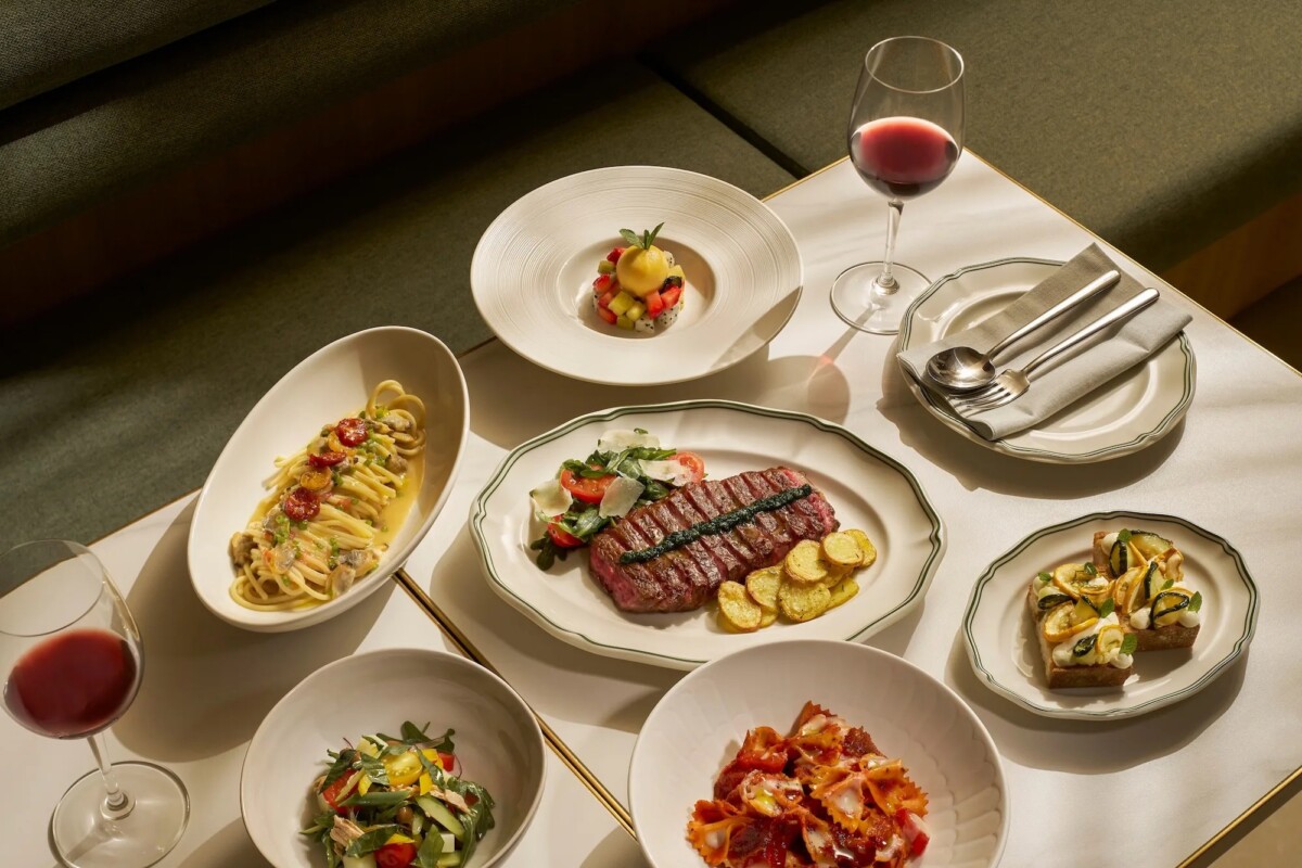 Sharing spread of pasta and plates at Osteria Da Su Telok Ayer