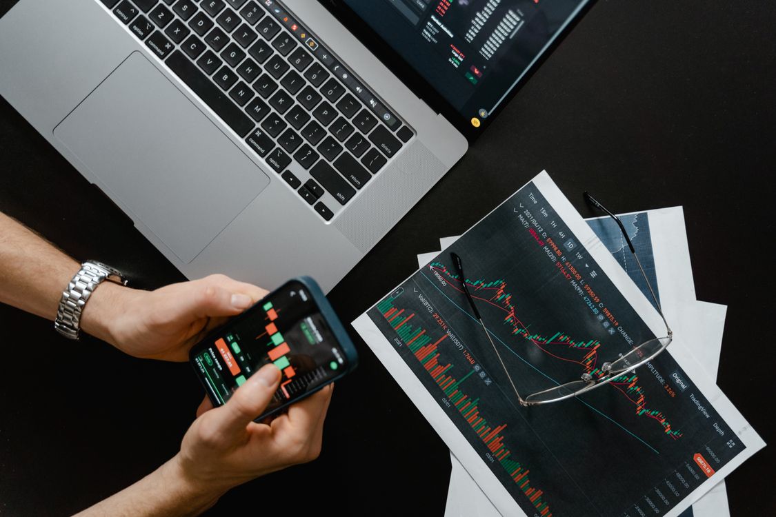 Financial chart showing stock market technical analysis with candlestick patterns